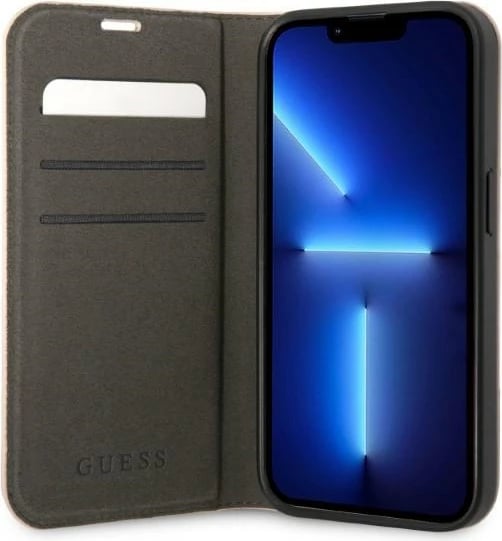 Mbështjellës Guess Bookcase 4G Vintage Gold Logo për iPhone 14 Pro Max 6.7", Rozë