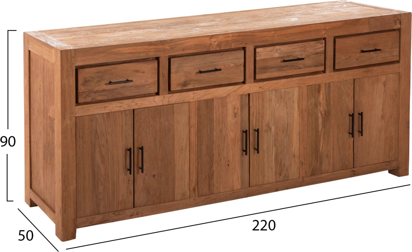 Bufe GRAYSON FH9802 dru TEAK i ricikluar natyral 220x50x90H cm