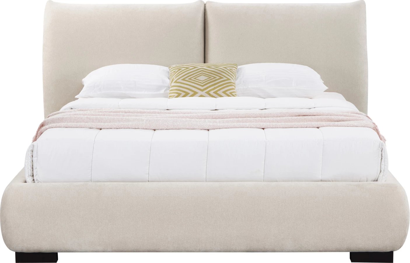 Krevat dopio me hapësirë për depo, material lëkure të butë (faux fur), ngjyrë bezhë e çelët, NUVIA CD728.03, dyshek 160x200cm