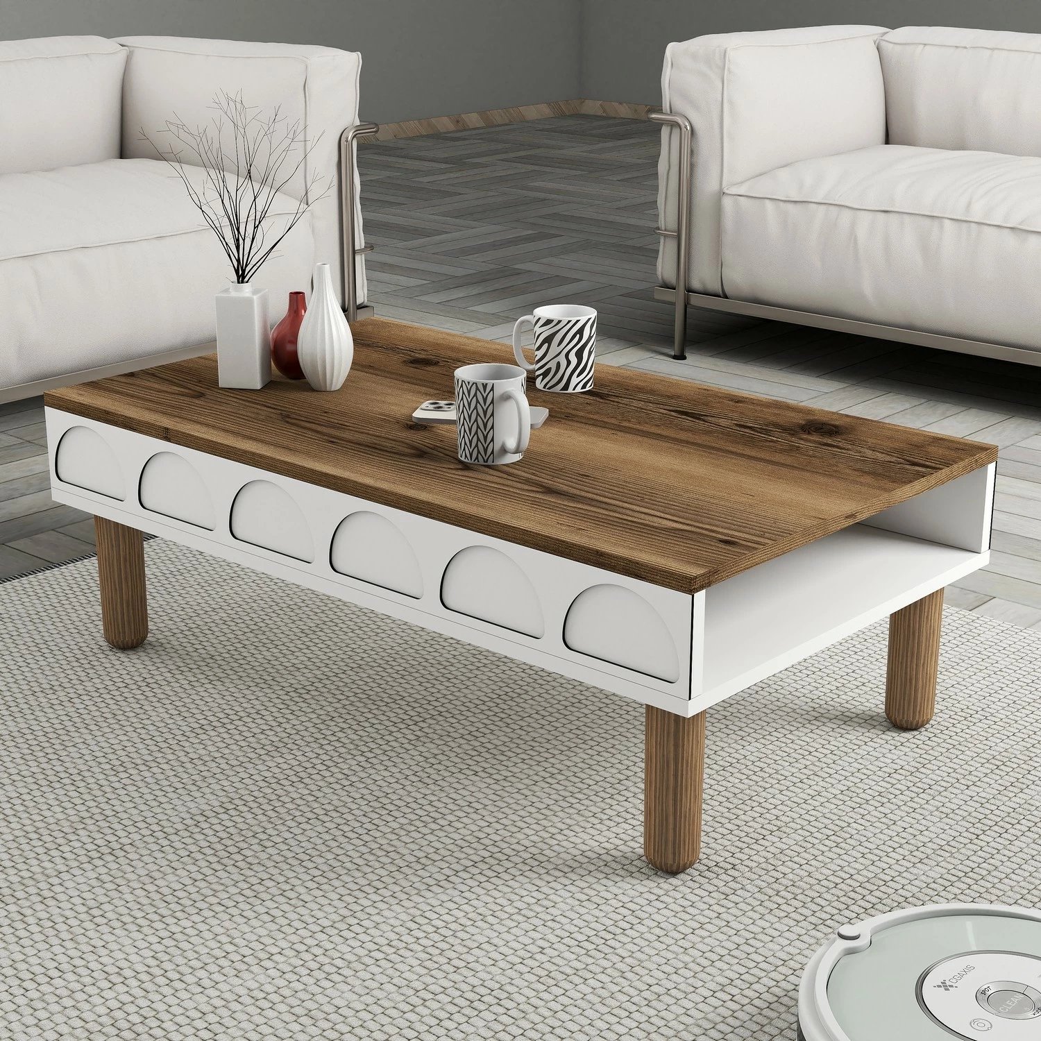 Tavolinë për kafe, Skye Decor, Bohem 852, e bardhë