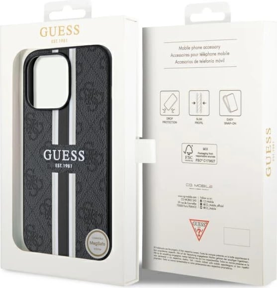 Mbështjellës Guess GUHMP13XP4RPSK për iPhone 13 Pro Max 6.7", hardcase, MagSafe, zi