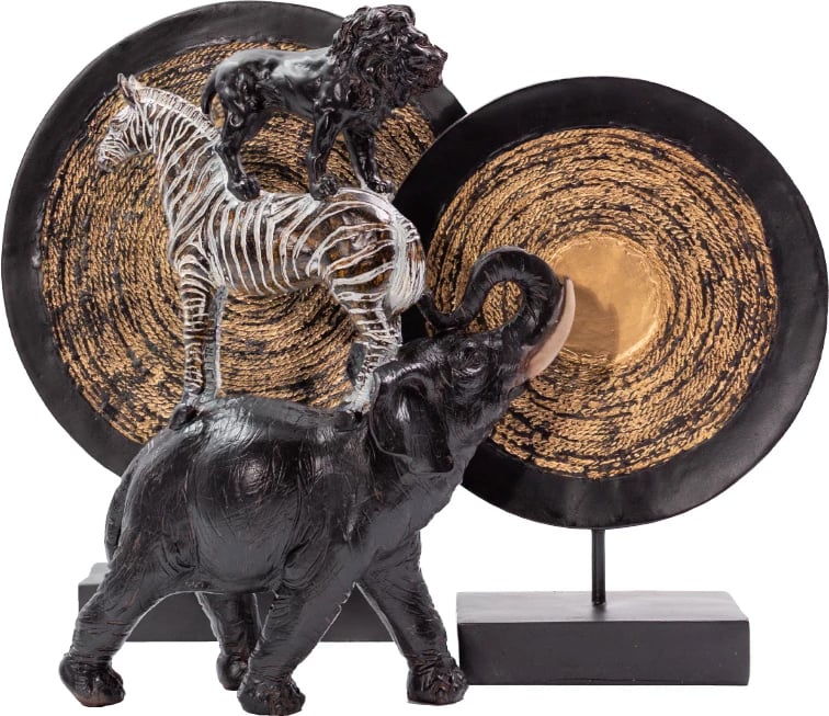 Dekorim totem HAUSA 1, polirezine, metal, 27x10x35cm, e zezë-ari Dekorim totem HAUSA 1, polirezine, metal, 27x10x35cm, e zezë-ari