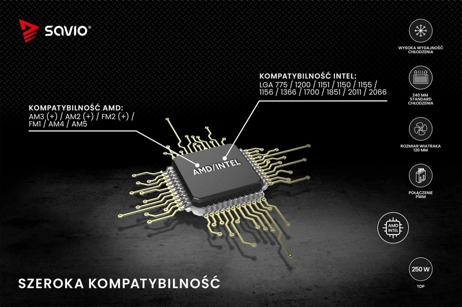 Ftohje me ujë për CPU, Savio NOX 240 mm, 2x120 mm PWM, TDP 250 W, pa ndriçim