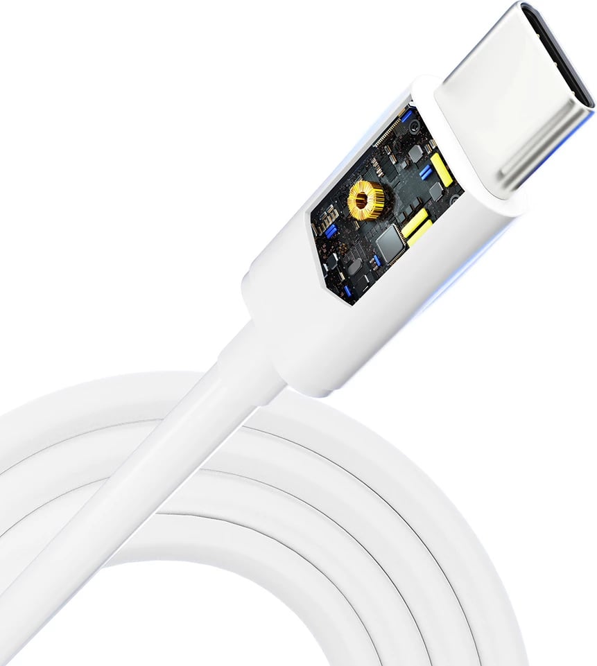 Kabllo USB-C në USB-C 3mk Hyper Cable, 2m, 100W, Bardhë