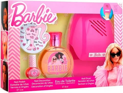 Set manikyr & Eau de Toilette për fëmijë Cartoon Barbie unisex, rozë, 50ml + 15ml