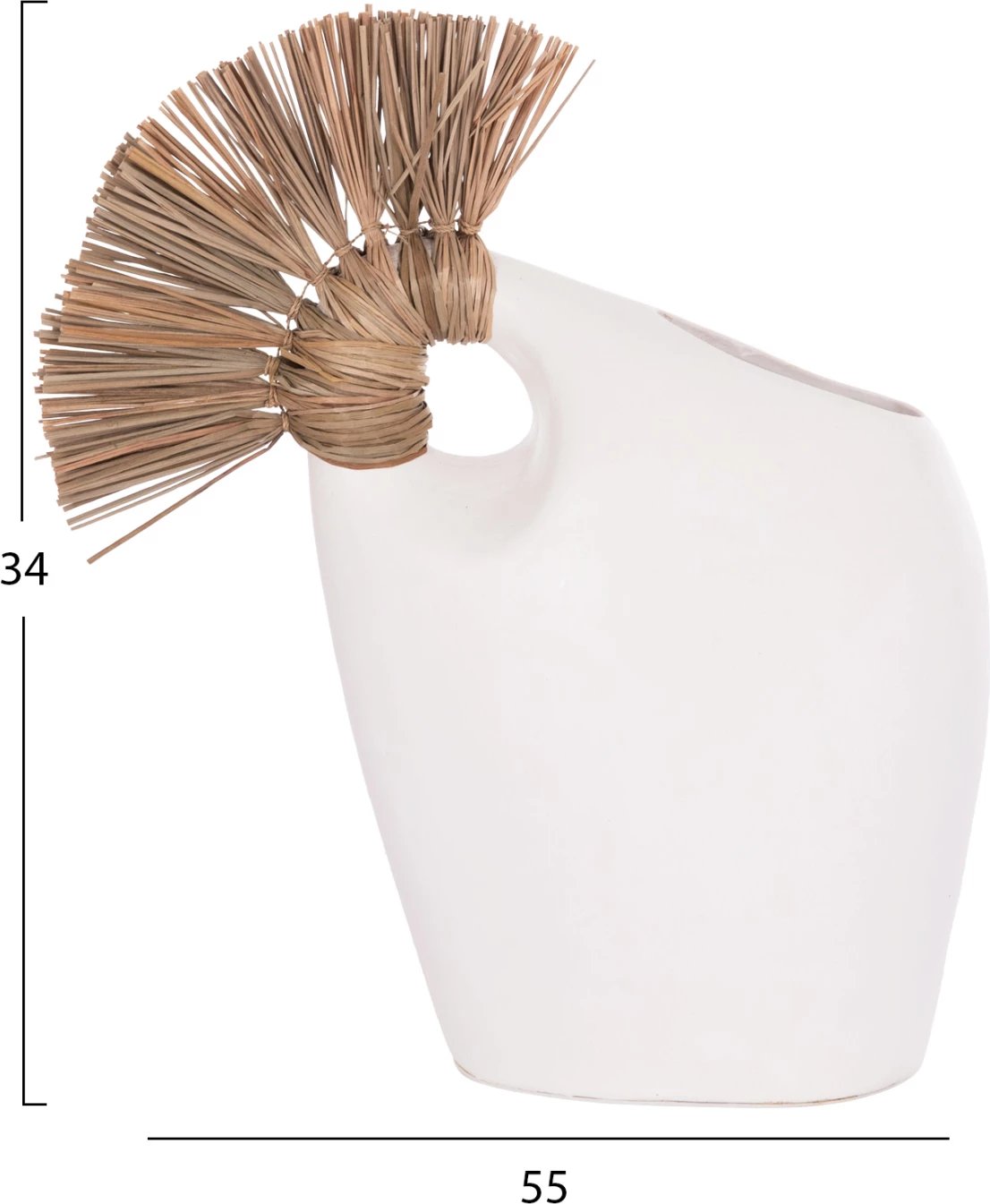 Vazo dekorative tavoline ALICA2, terrakotë e bardhë, dorezë me bar, 44x18x50cm