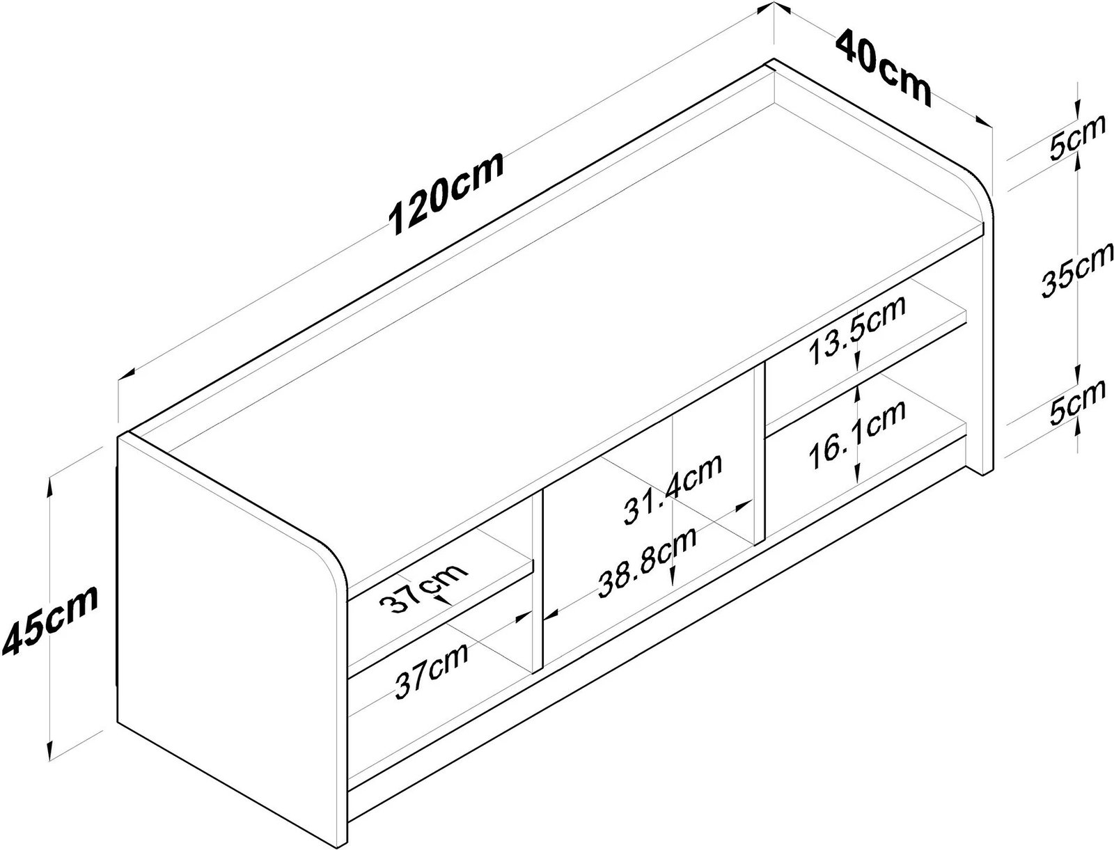 Dollap këpucësh Hanah Home, P2 - 1808, ngjyrë arrë dhe e bardhë