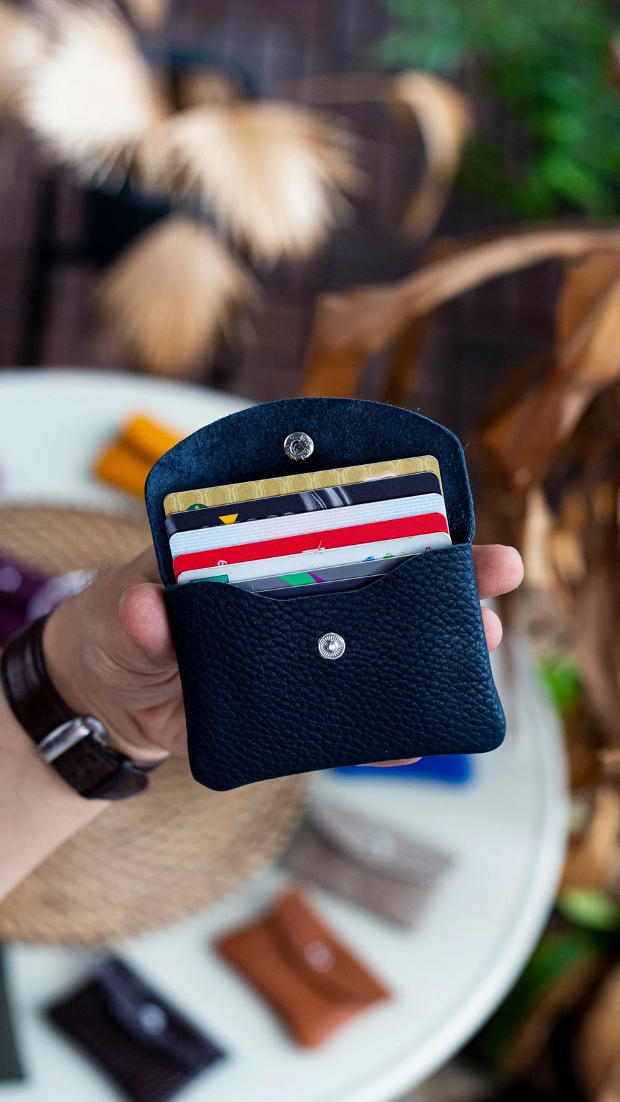 Mbajtës kartelash lëkure, ngjyrë navy blue, Zoozie Bags, Murcia