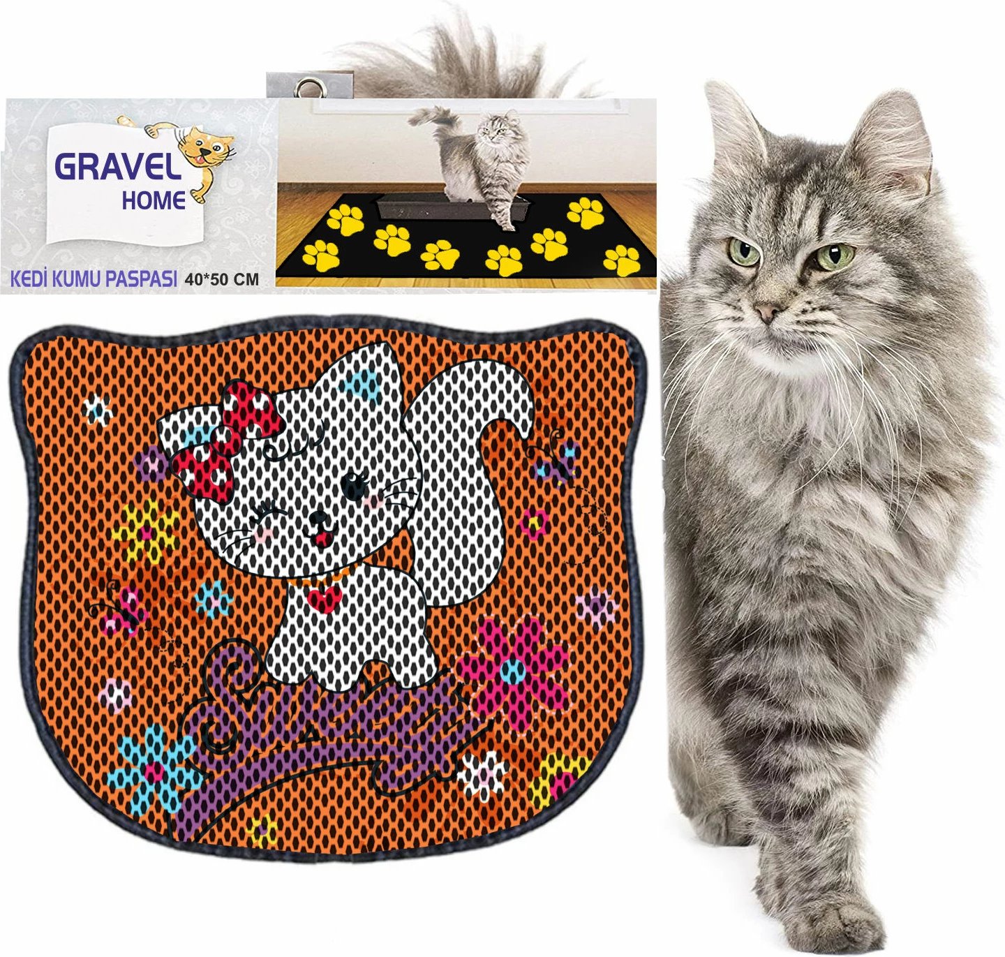 Tapet për rërë mace, shumëngjyrësh, Paws & Whiskers, Kdkafa0070, 40x50cm