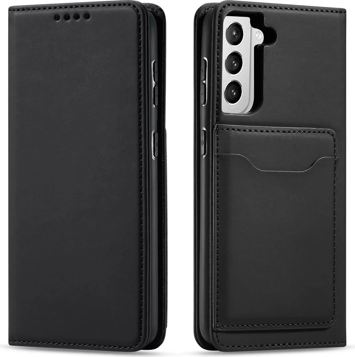 Mbështjellës magnetik për celular Hurtel Magnet Card Case për Samsung Galaxy S22+, i zi