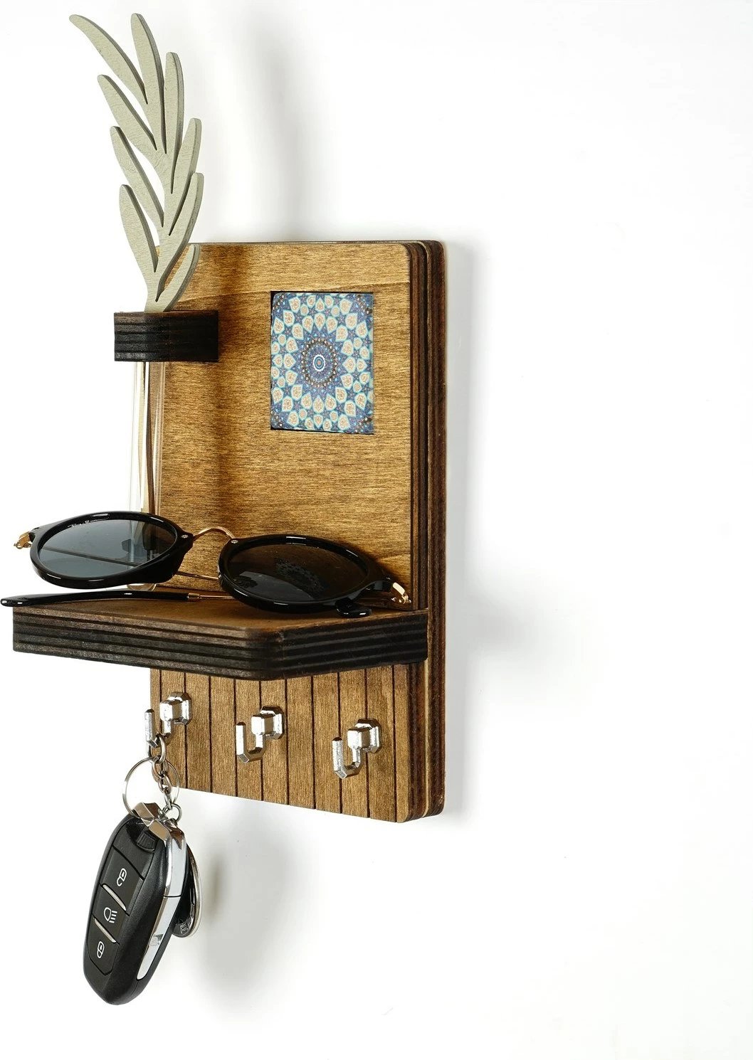 Mbajtës çelësash për mur Wallity, LAZ160, ngjyrë arre