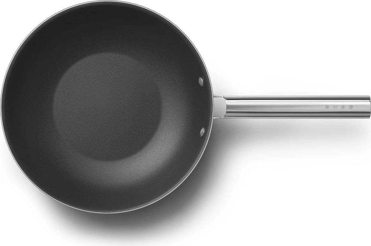 Wok SMEG CKFW3001RDM 30cm, 5.2L, alumini, dorezë inoksi, e kuqe