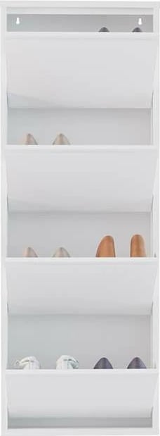 Dollap këpucësh metalik, 4 pjesë, ngjyrë e bardhë, Skye Decor