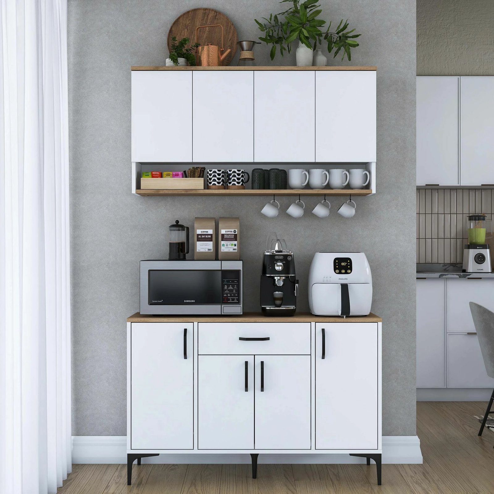 Stendë kafeje Skye Decor, ngjyrë arr dhe e bardhë, JE203 - 3822