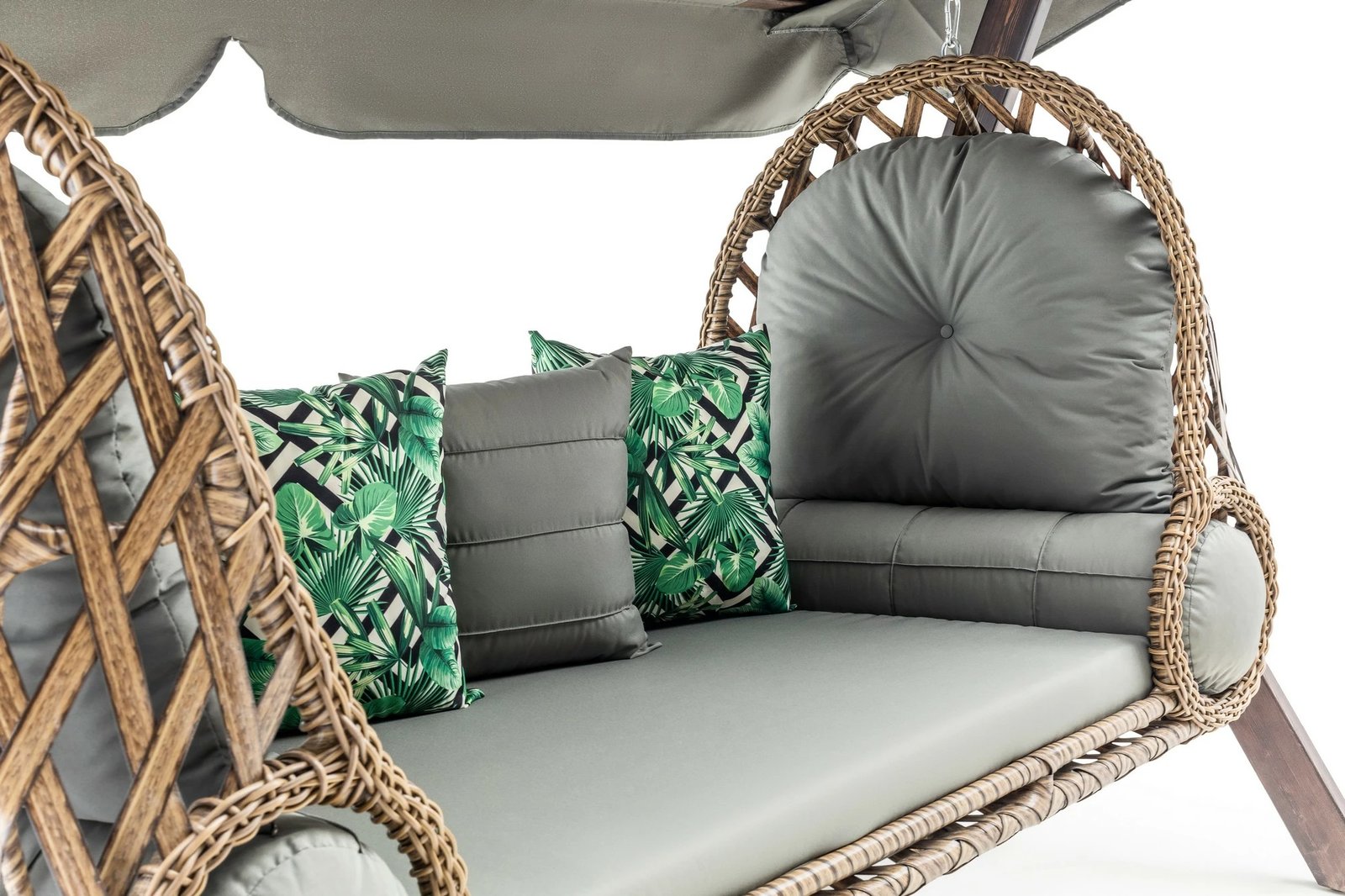 Karrige lëkundëse treshe për kopsht, Skye Decor, Saltanat, ngjyrë gri