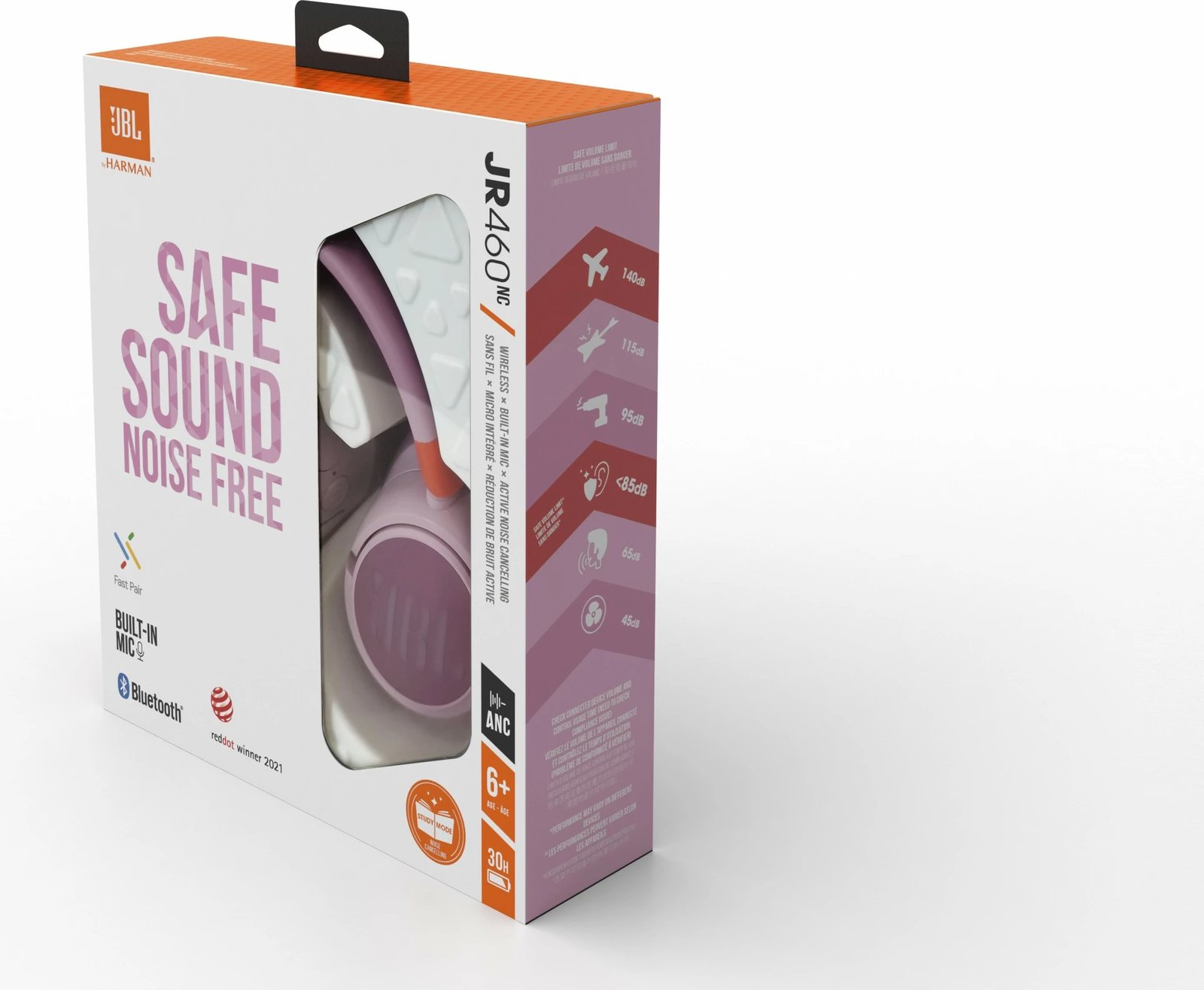 Kufje JBL JR 460 NC wireless për fëmijë, Noise Cancelling, 20 orë bateri, rozë