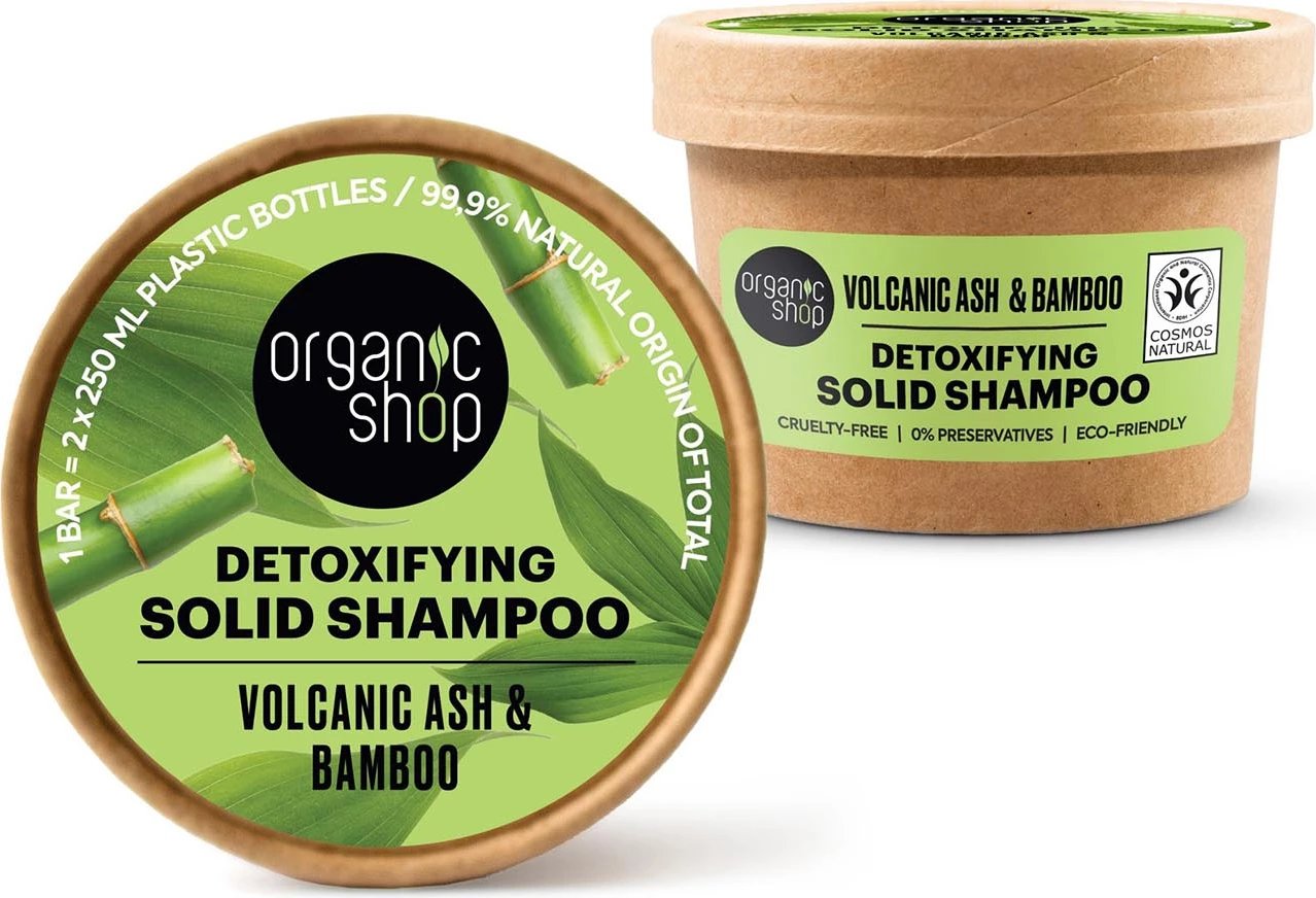 Shampon i ngurtë detox për të dy gjinitë Organic Shop Volcanic Ash & Bamboo, 60g