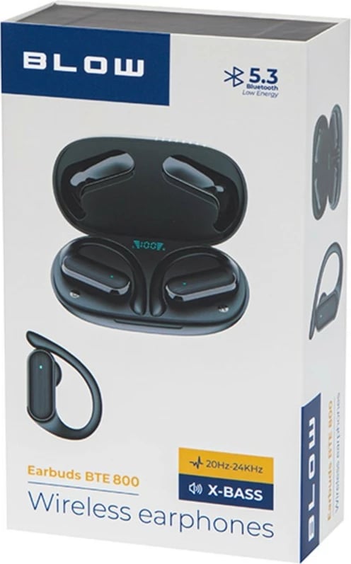 Kufje BLOW BTE800 pa tela, Bluetooth 5.3, Ear-clip, të zeza