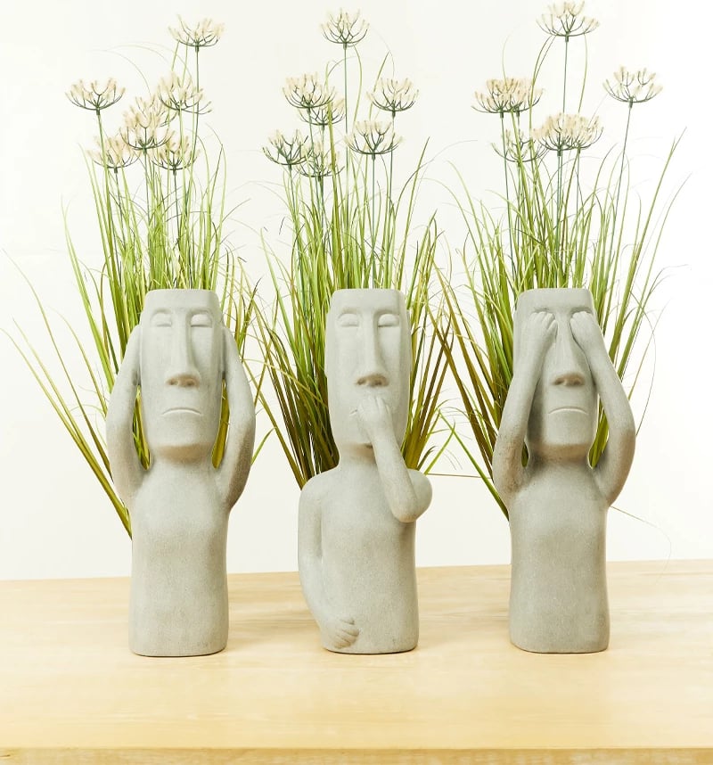 Figurë dekorative Peru Man Ear, gur sintetik, ngjyrë gri, 21x17x51cm