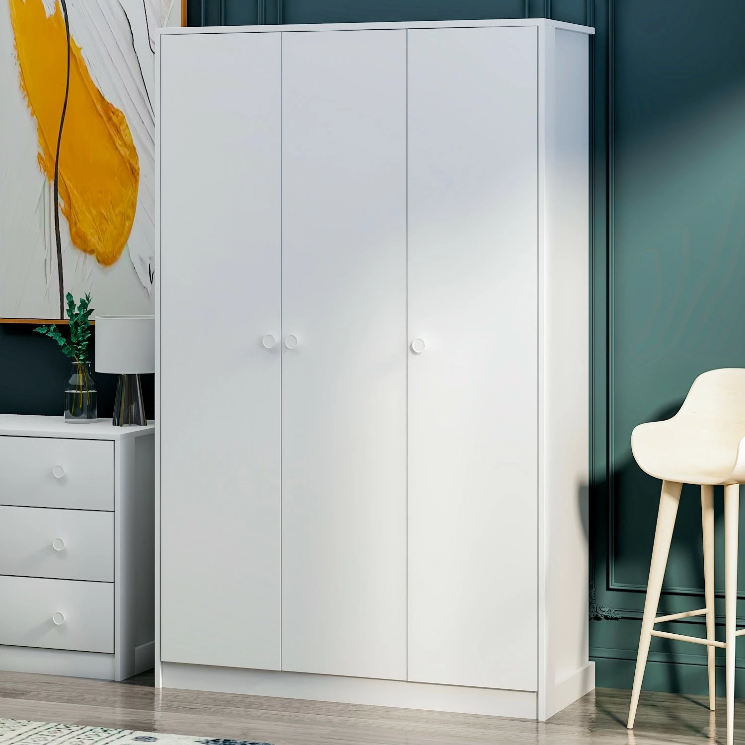 Dollap për dhomë gjumi, ngjyrë e bardhë, Skye Decor, Life