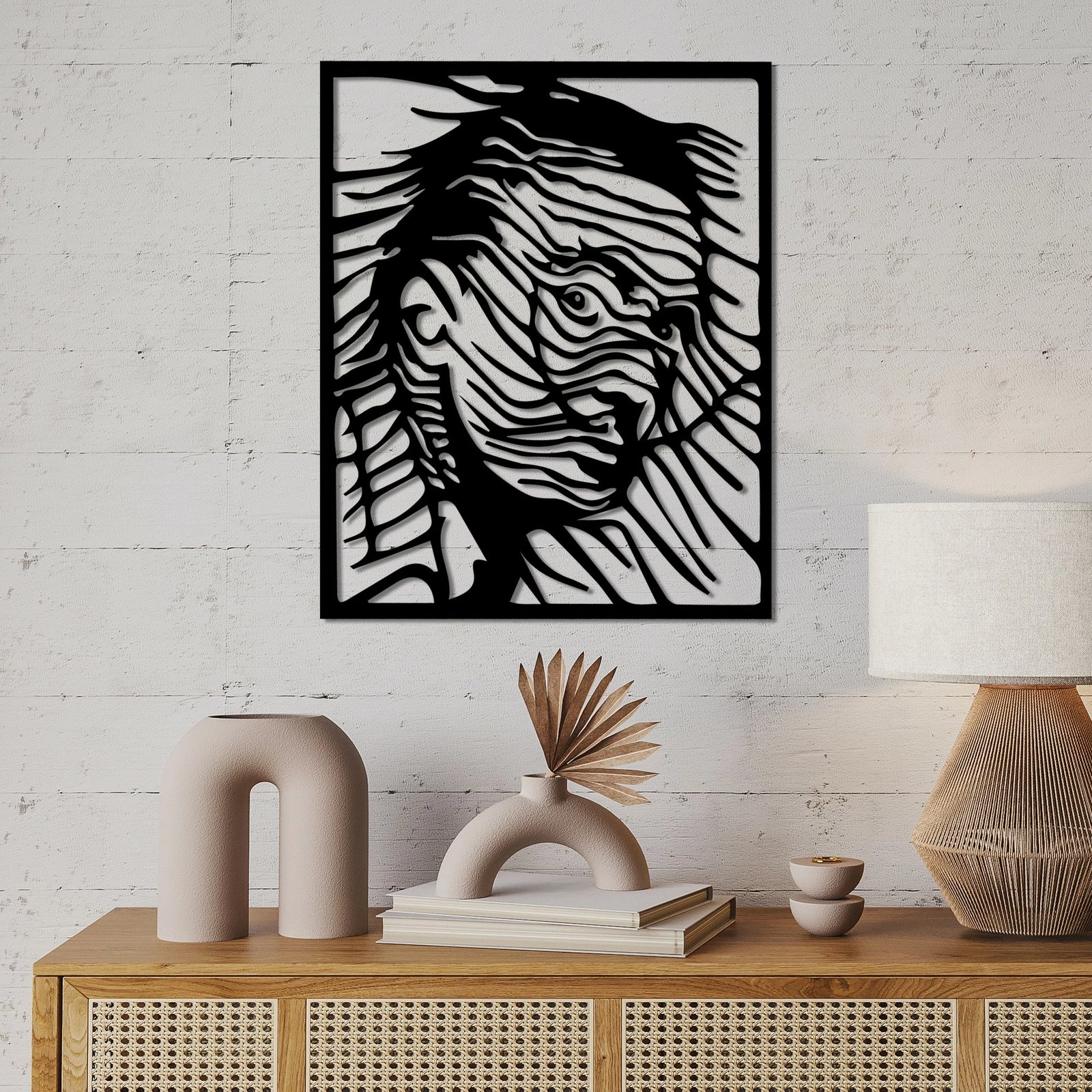 Aksesor dekorativ metalik për mur, Wallity Dali, ngjyrë e zezë, 45x56cm