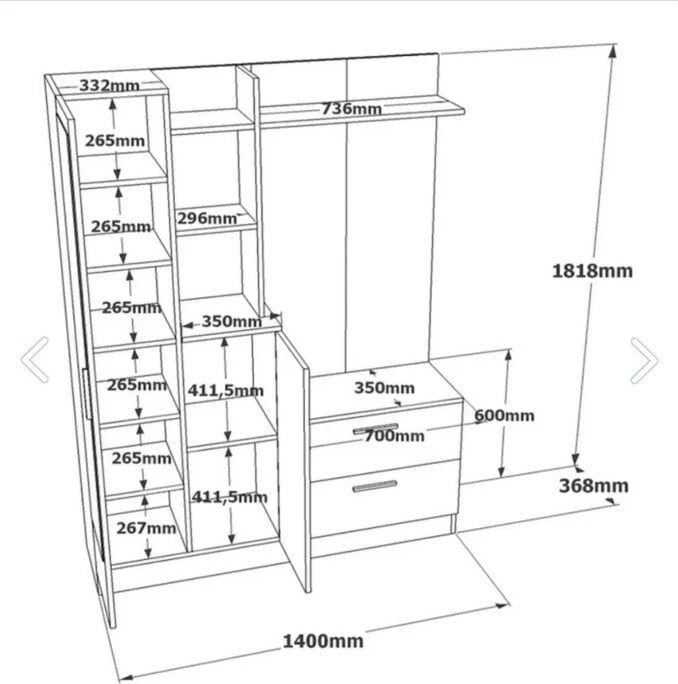 Stendë korridori Skye Decor, Dd5-Aa, ngjyrë pishë Atlantiku dhe antracit