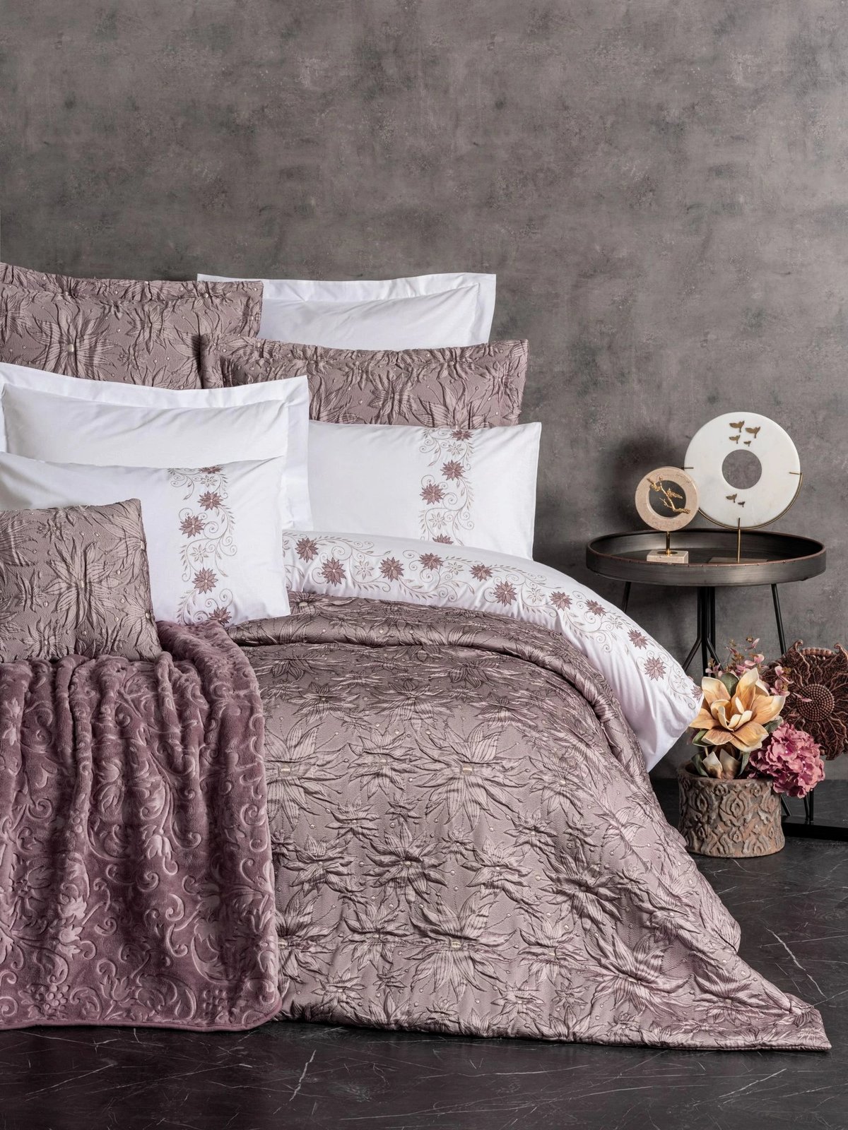 Set dhome gjumi dopio L'essentiel, Theresa, ngjyrë pluhur