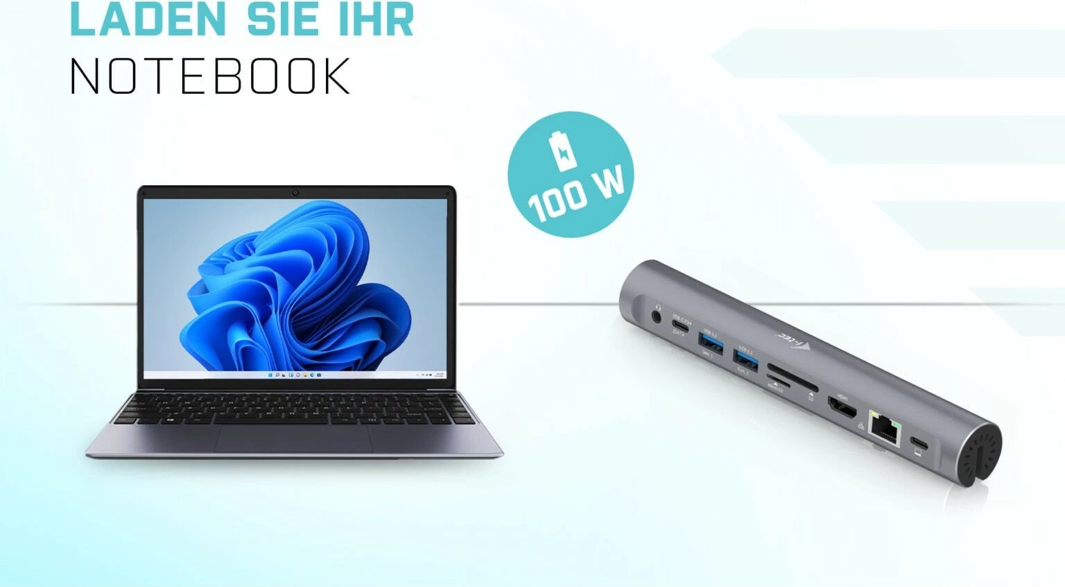Stand ftohës me docking station I-Tec, Metal, USB-C, deri 15.6 inç, gri