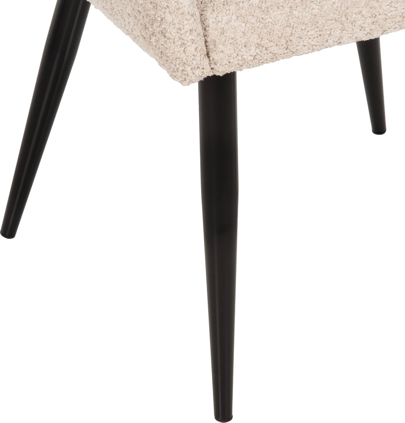 Karrige SARKY FH8585.02, pëlhurë boucle ecru, këmbë metali të zeza, 55x62x89H cm., set prej 2 copë