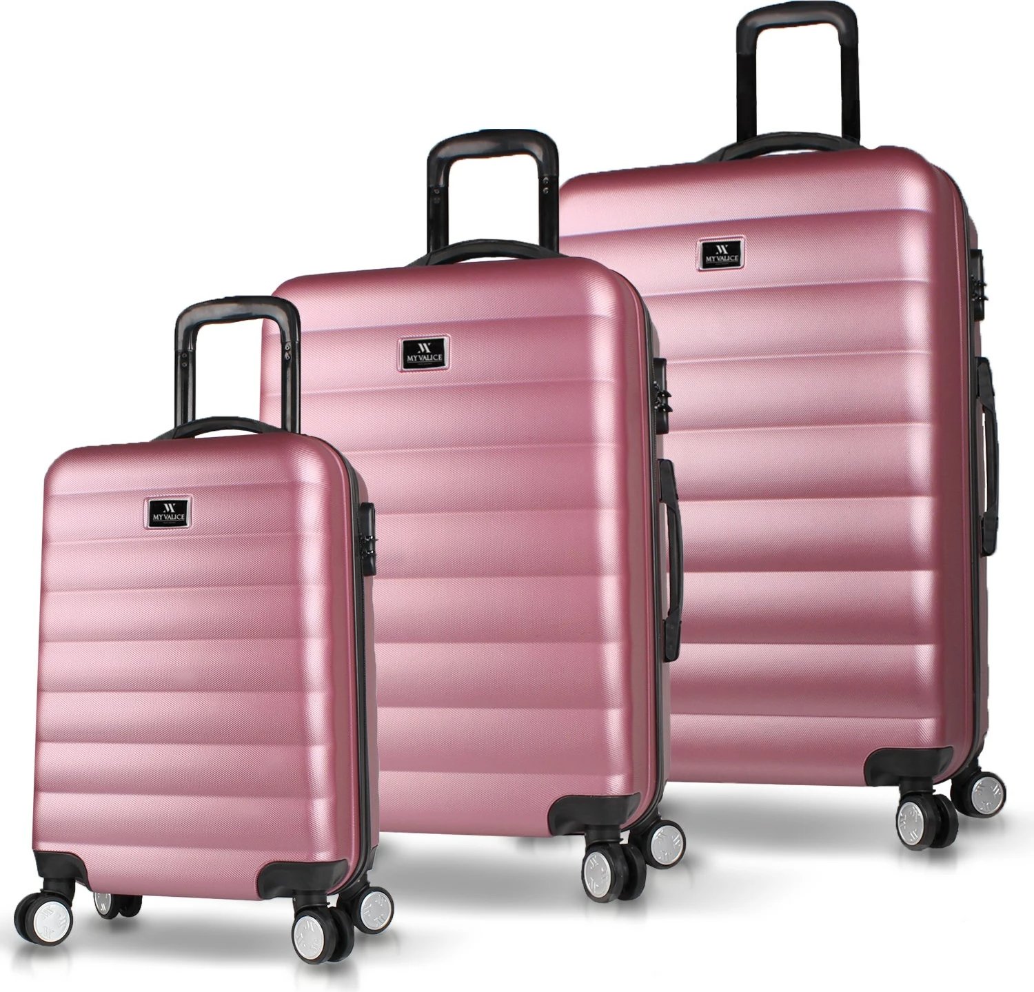 Set valixhesh (3 copë), ngjyrë rozë gold, Zoozie Bags, 6421