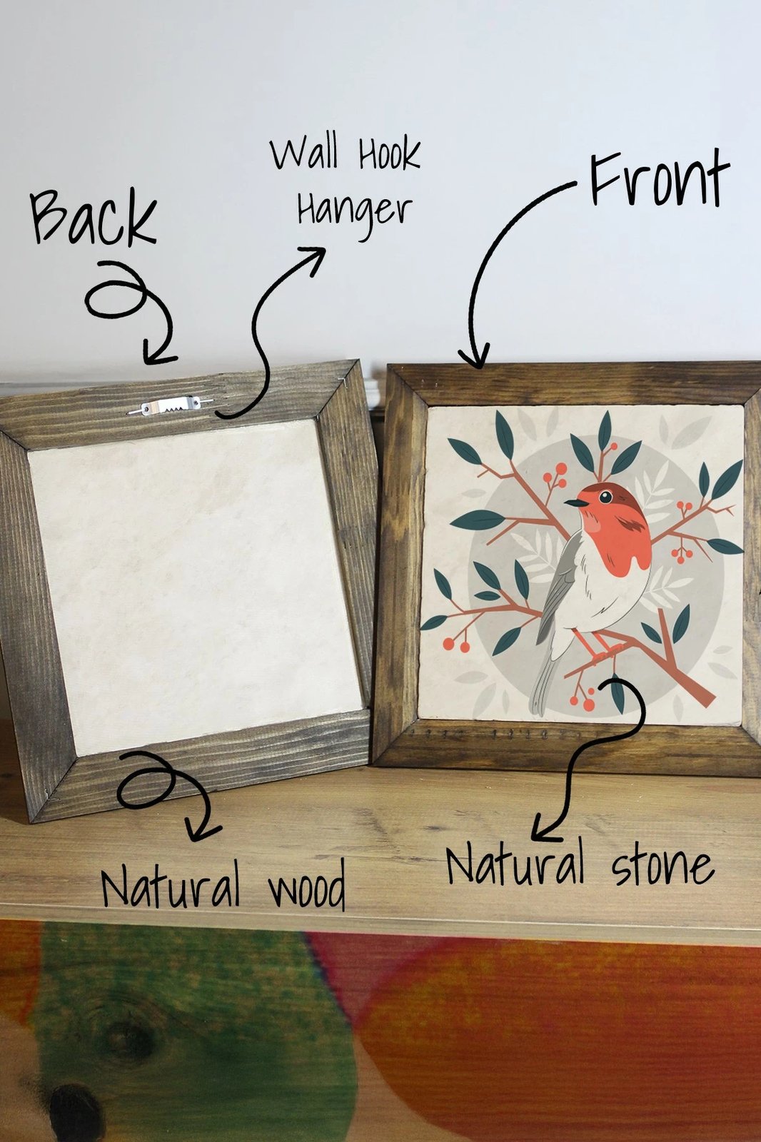 Pikturë dekorative me kornizë, shumëngjyrëshe, Wallity, Ersytastablo26 - 16, 15.5x15.5cm