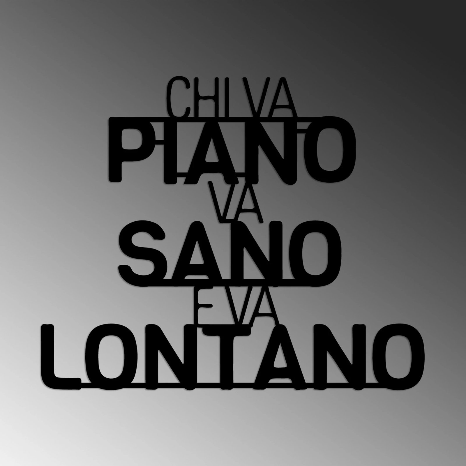 Aksesor dekorativ metalik për mur, Wallity Lontano 1, ngjyrë e zezë, 56x46cm