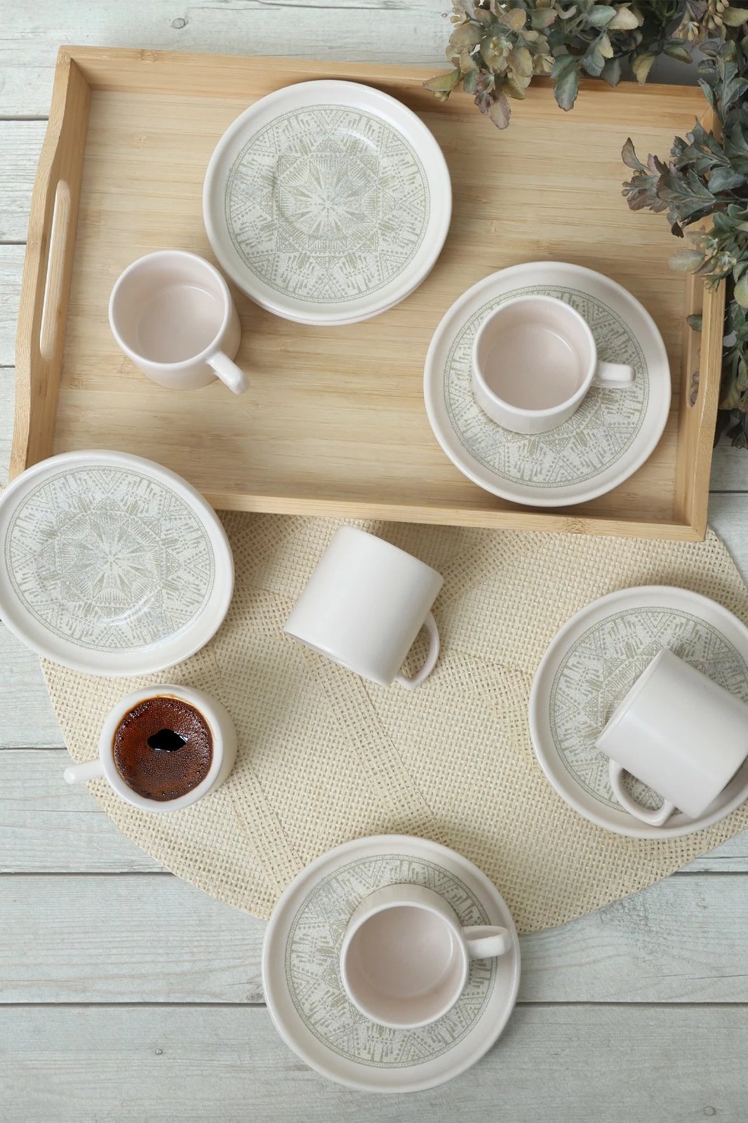 Set filxhanash kafeje (12 copë), Hermia Concept, X00019002, krem mat