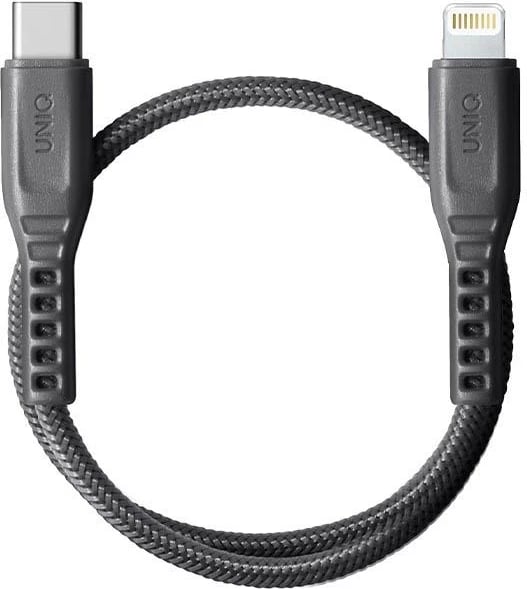 Kabllo UNIQ Flex USB-C në Lightning, 30cm, 18W, najlon, Gri