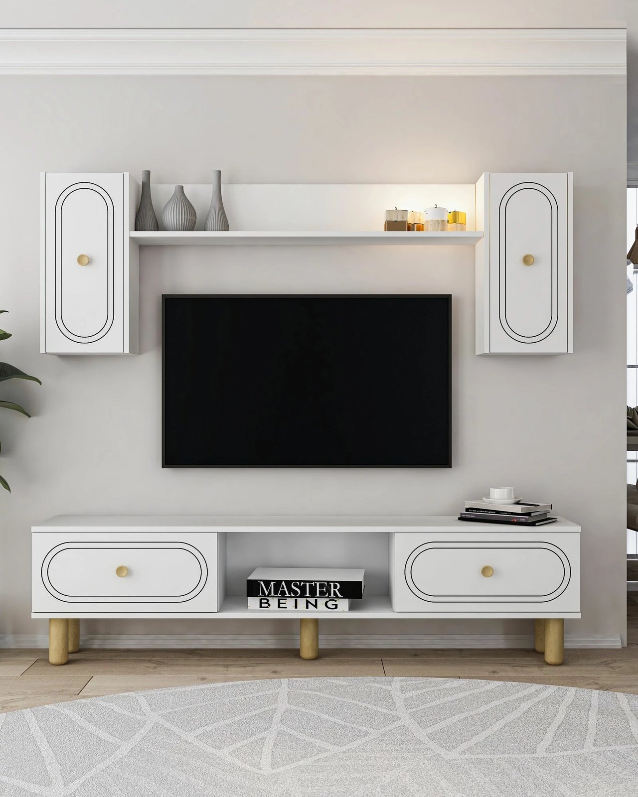 Njësi TV Skye Decor, ngjyrë e bardhë, Polen Bohem