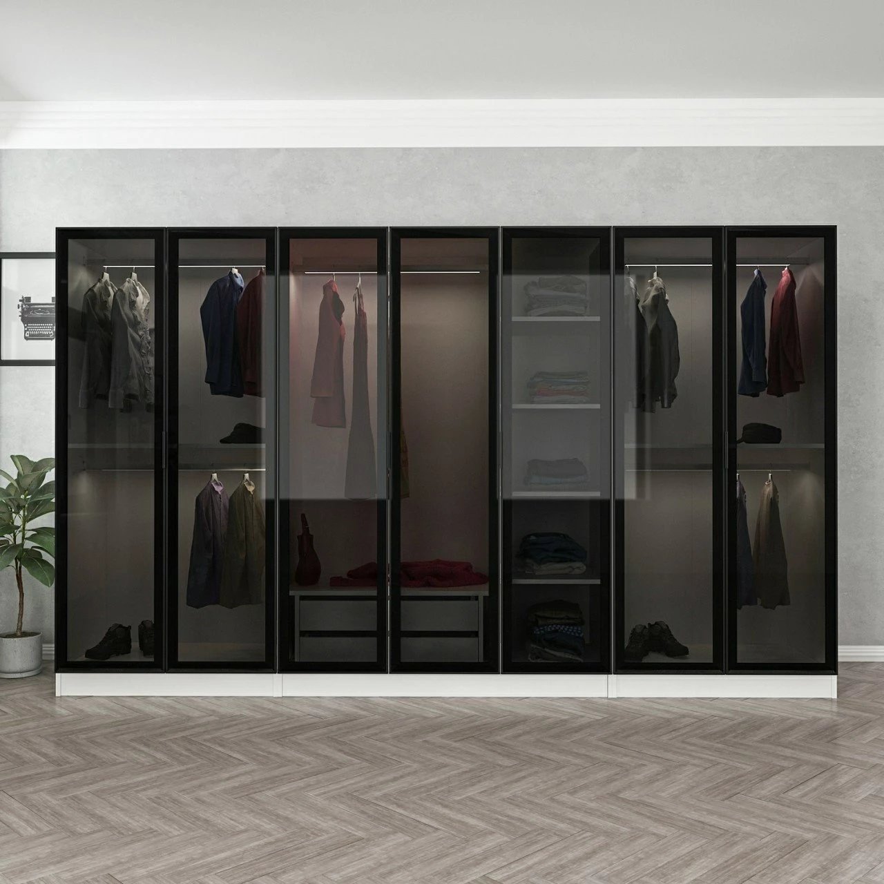 Dollap Skye Decor, i bardhë e zi, 315x190x52cm