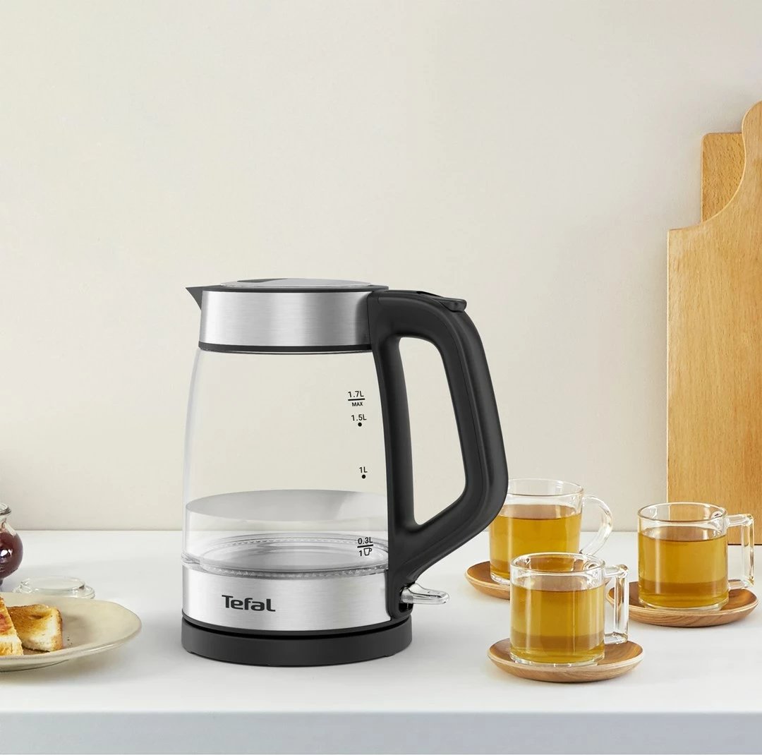 Ibrik elektrik Tefal KI605830, 1.7L, 2200W, xham, argjendtë/zi