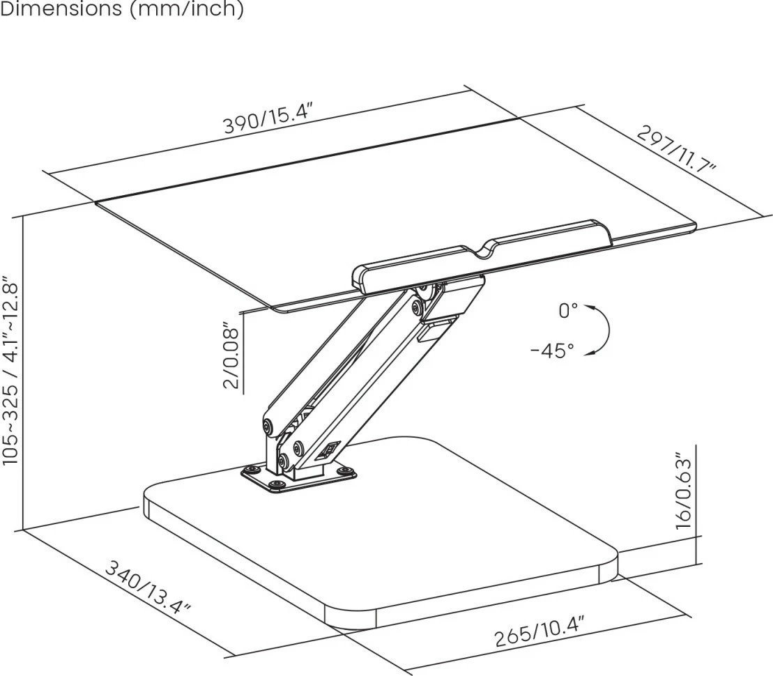 Mbajtës tavoline Maclean MC-493 për monitor ose laptop, rregullim lartësie, gas spring, i zi