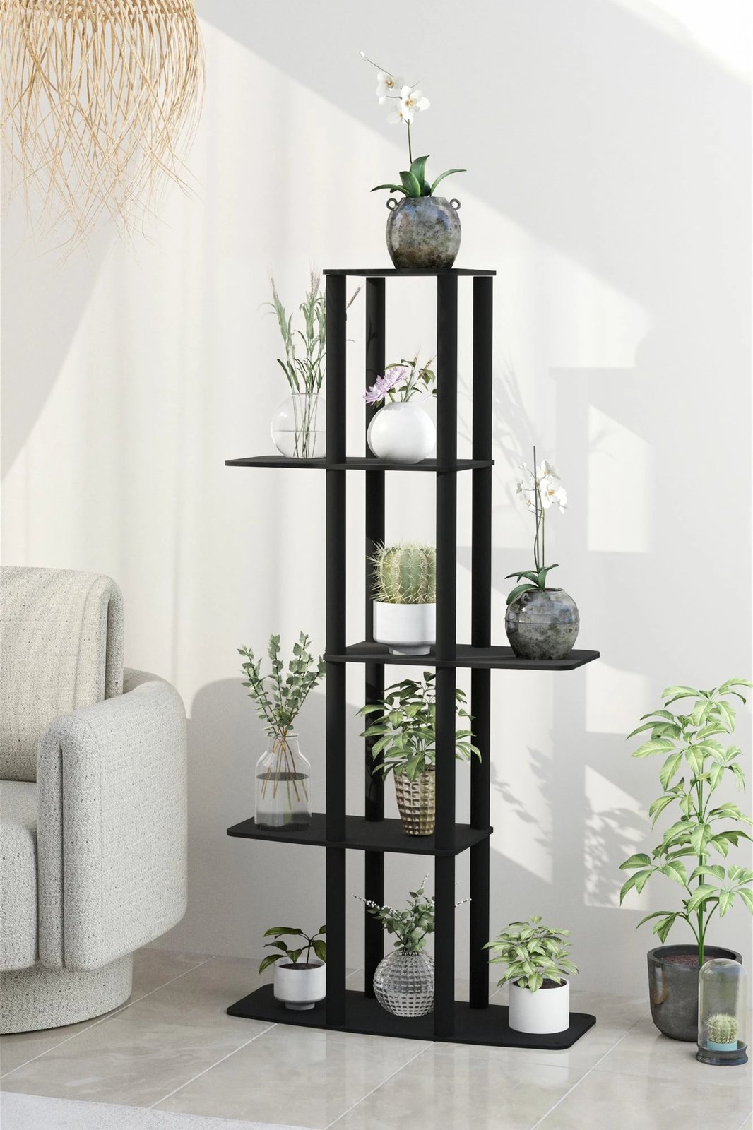 Stendë druri për lule, ngjyrë e zezë, Skye Decor, Gardenia