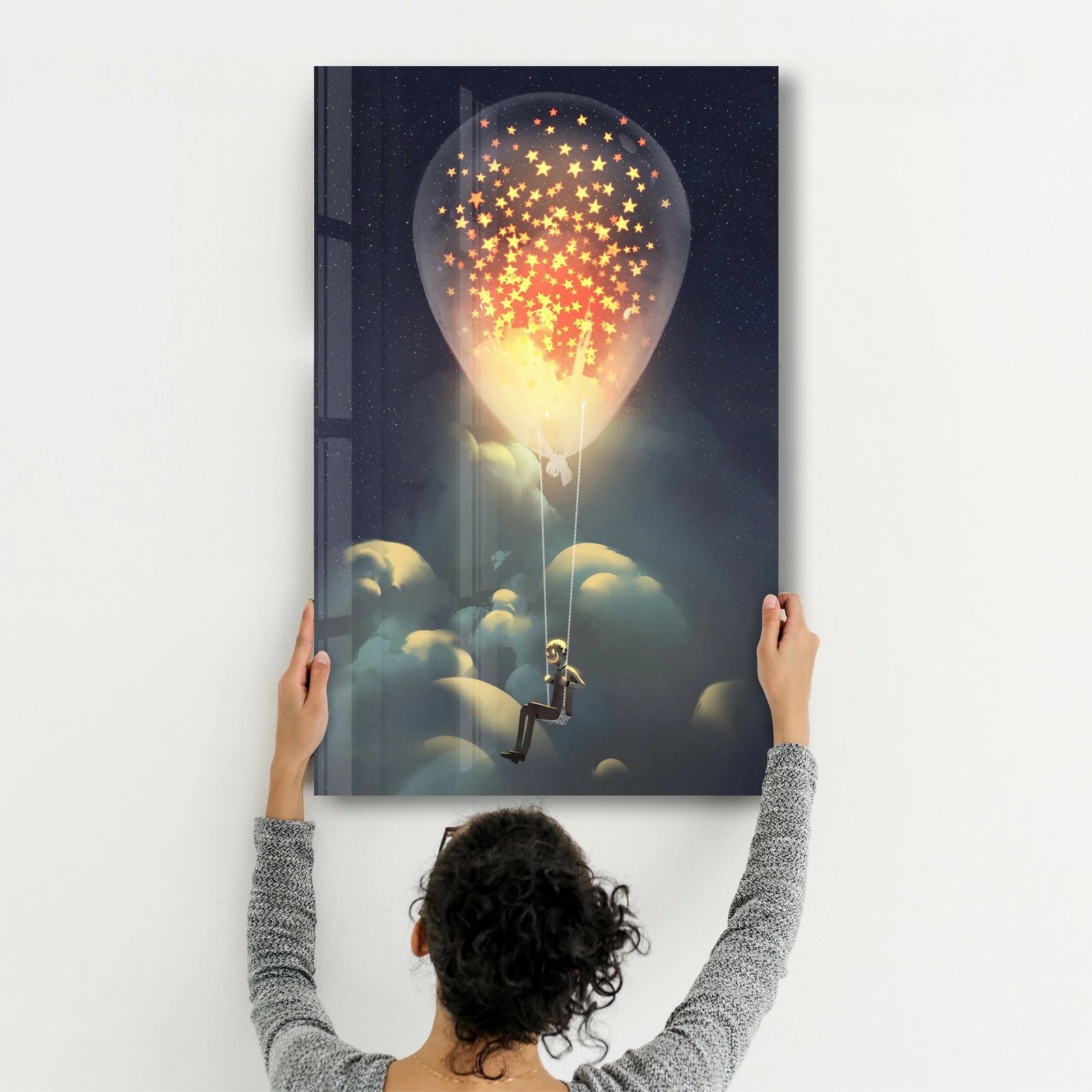 Pikturë dekorative prej xhami të temperuar, shumëngjyrëshe, CAM-4035, 46x72cm