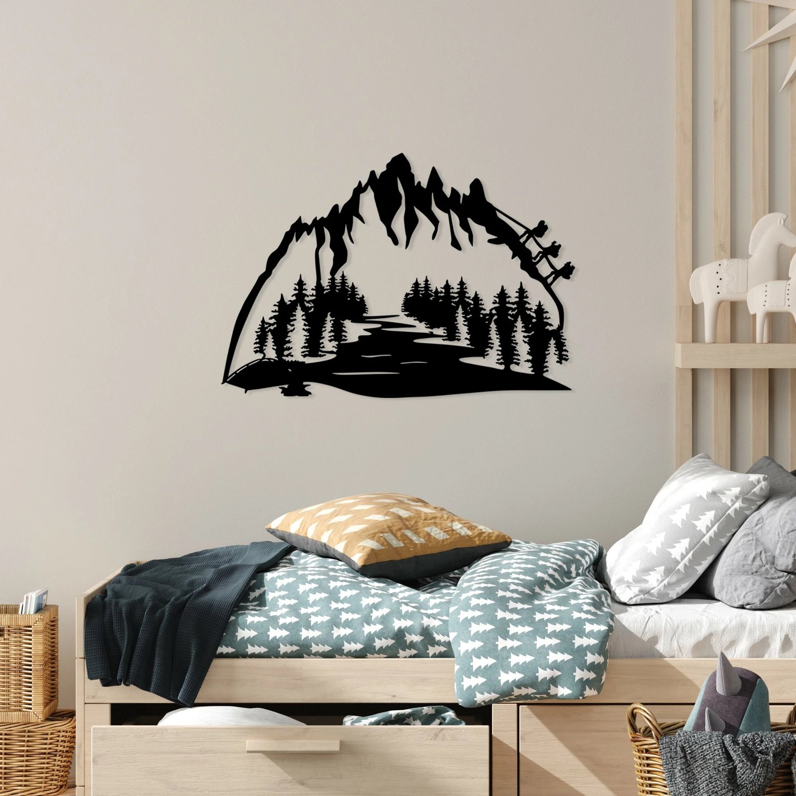 Aksesor dekorativ metalik për mur, Wallity Parkway, ngjyrë e zezë, 48x70cm