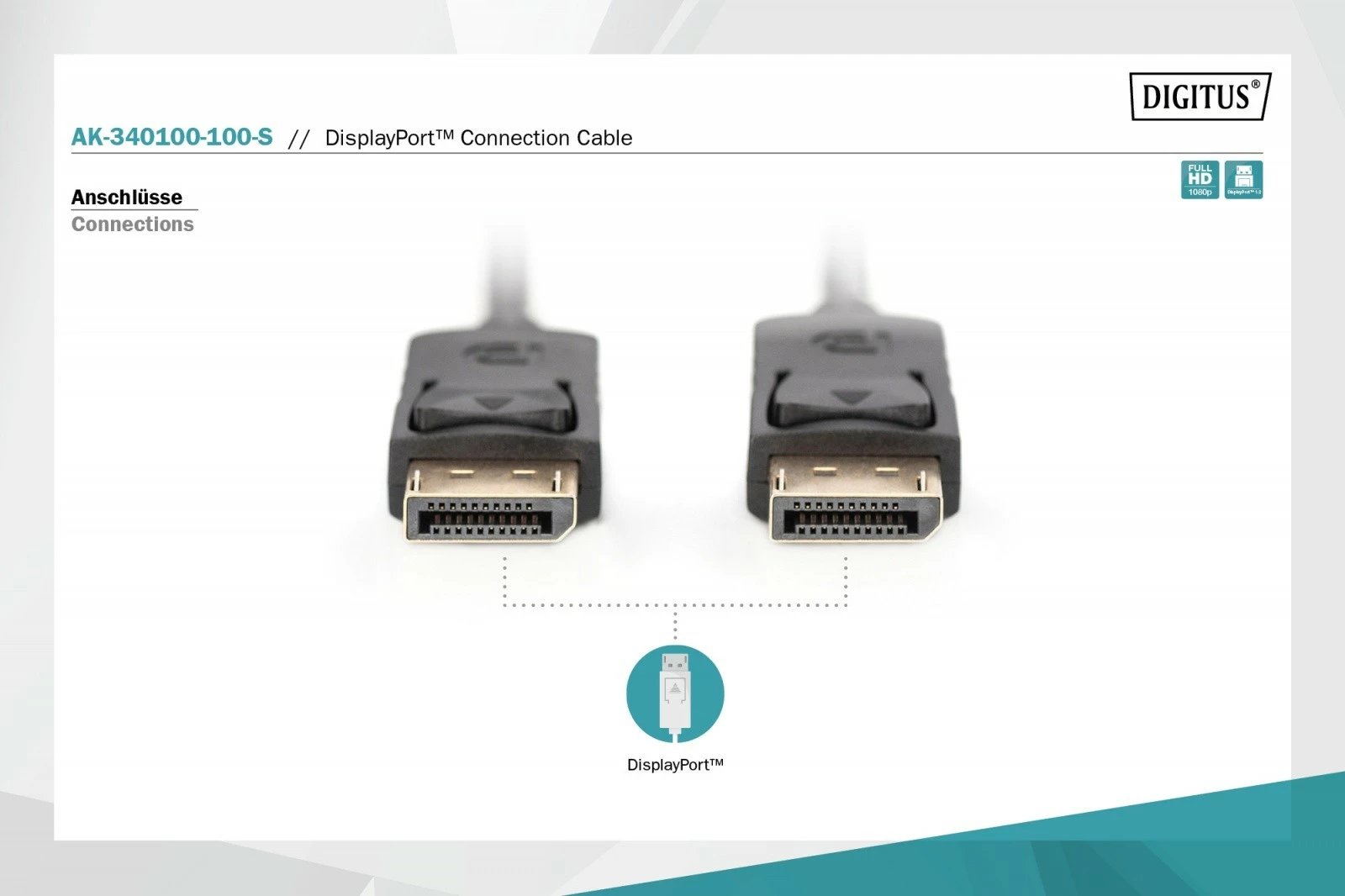 Kabllo DisplayPort Digitus AK-340100-100-S, 10m, e zezë