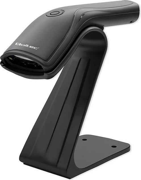 Skaner barkodësh Qoltec 50852 me stand, 1D, USB, i zi