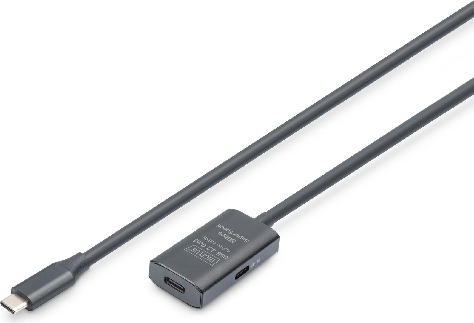 Kabllo zgjatues USB-C Digitus 5m, USB 3.2 Gen 1, e zezë