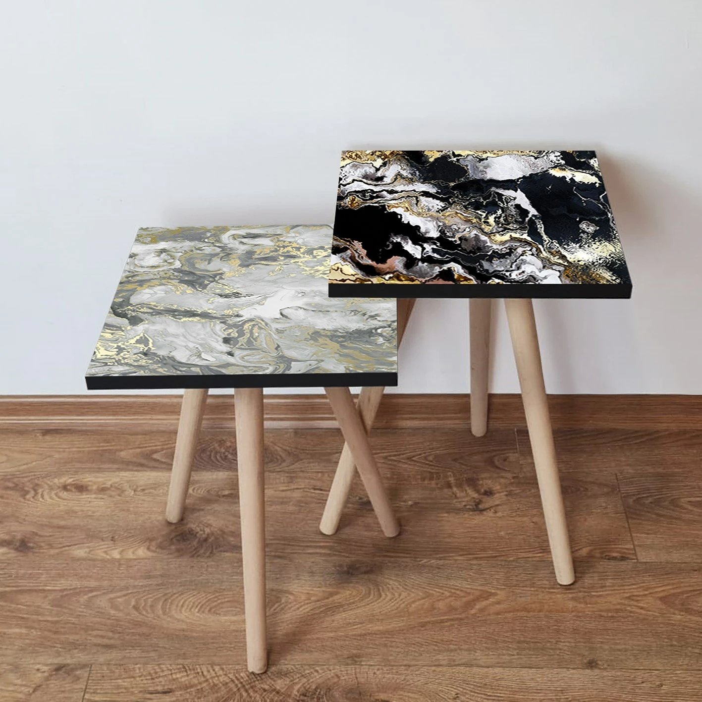 Tavolina ndihmëse të mbivendosura (2 copë), Skye Decor, 2Shp441, gri