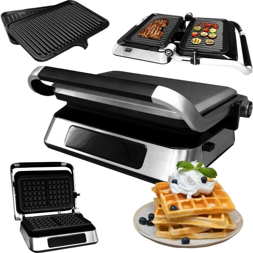 Grill dhe aparat për waffle Eldom GK2000, 1800W, inox, 2-në-1