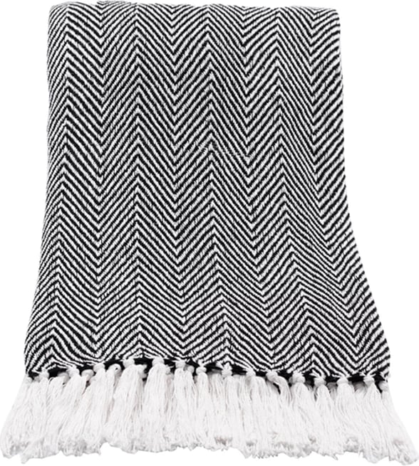 Mbulesë dekorative Mintoni, pambuk-poliester, e zezë-bardhë, 130x170cm