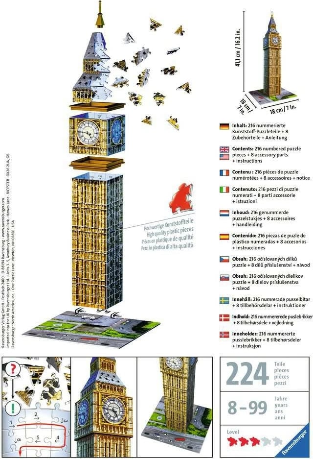 Puzzle 3D Ravensburger Big Ben, 216 pjesë