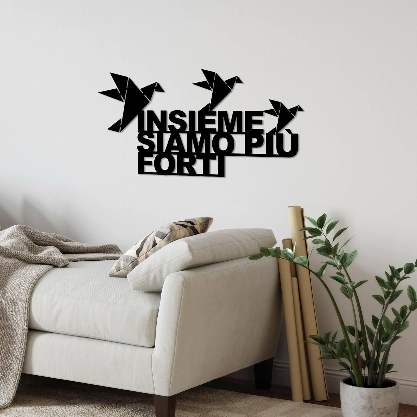 Aksesor dekorativ metalik për mur, Wallity Insieme 1, ngjyrë e zezë, 60x30cm