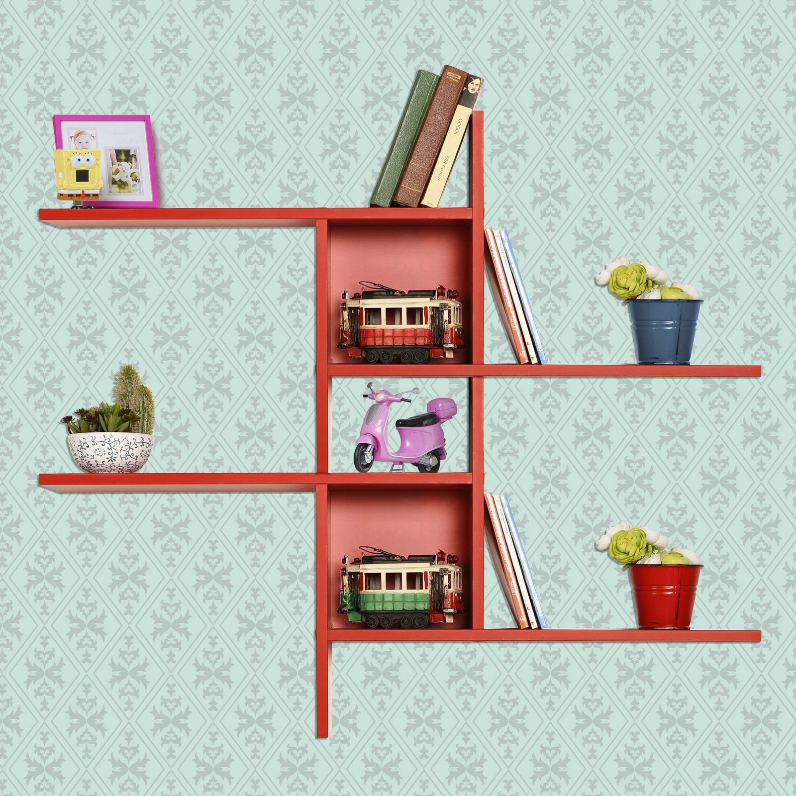 Raf muri ngjyrë e kuqe Hanah Home, Raf-04-Kk-1